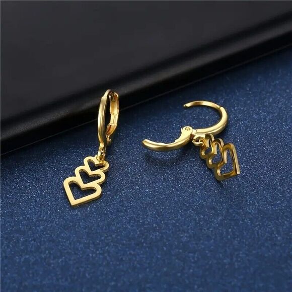 Adorable Stacked Heart Dangle Earrings - Picture 2 of 4